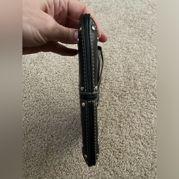 Michael Kors Black Studded Leather Shoulder/Wristlet Bag - Picture 4 of 4